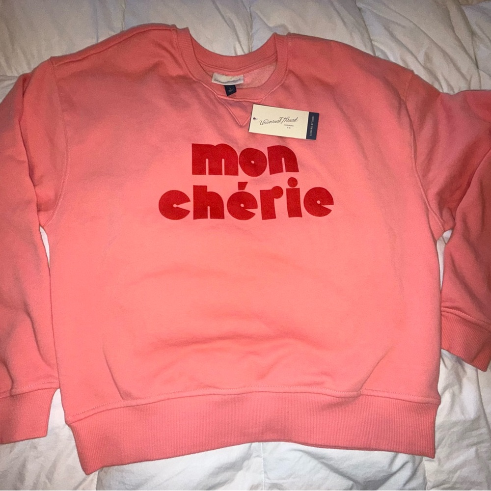 Universal Thread Size S Oversized Mon Chérie Pink Graphic Sweatshirt Sweetie - Picture 2 of 7